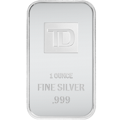 A picture of a 1 oz. TD Silver Bar